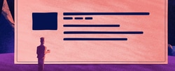 A person standing in front of a webpage.
