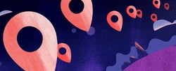 Another cloud of location icons.