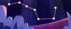 The big dipper drawn with dots and lines.