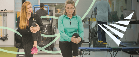 A stylized photo of two physical trainers with an A P T A logo.