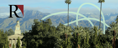 A stylized photo of California with a Unviersity of Redlands logo.