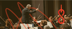 A stylized photo of a symphony with a South Dakota Symphony Orchestra logo.