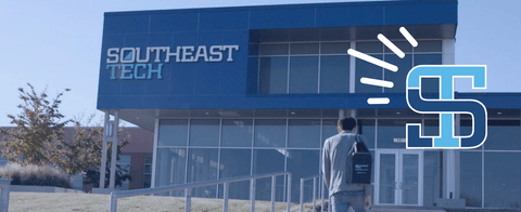 A stylized photo of Southeast Tech with a Southeast Tech logo.