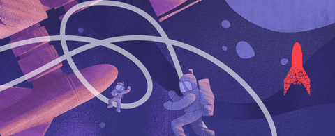 Two astronauts next to a spaceship, with the Web Project Guide logo.