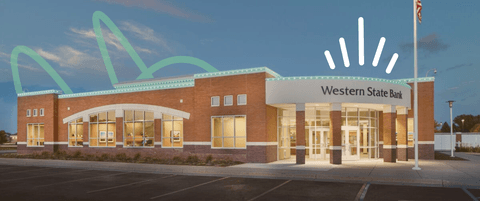 A stylized photo of a Western State Bank branch.
