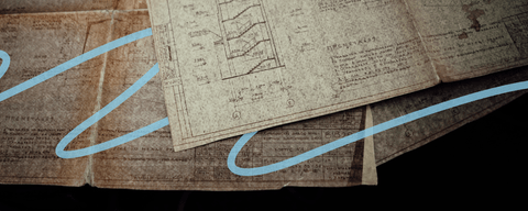 A stylized photo of a blueprint.