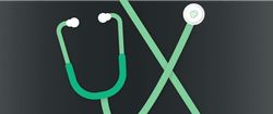 A stethoscope shaped like the letters "UX".