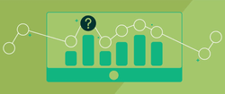 A bar graph with a question mark over it.