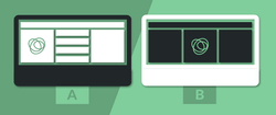 Two computer screens by each other, one labeled with an A and one labeled with a B.