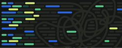 A set of colored lines turning into a bundled mess, signifying technical debt.
