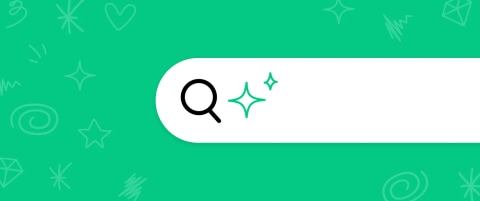 A search bar showing both a search magnifying glass icon and a sparkle emoji, representing AI within the search bar.