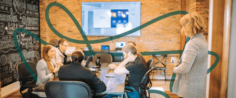 The Blend team collaborating in the office conference room.