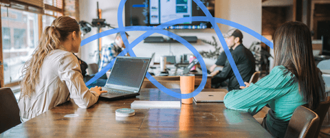 The Blend team collaborating at the dining room tables.