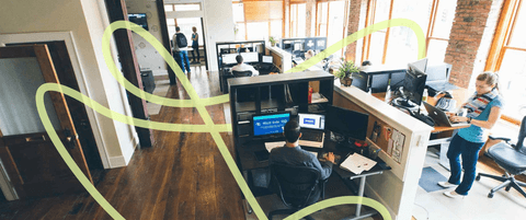 An high-angle view of Blend's Office.